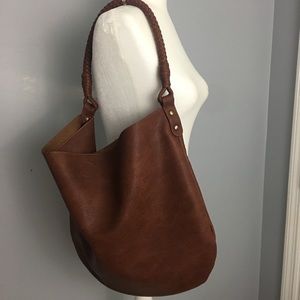 ANTHROPOLOGIE Shoulder Bag Faux Brown Leather LG